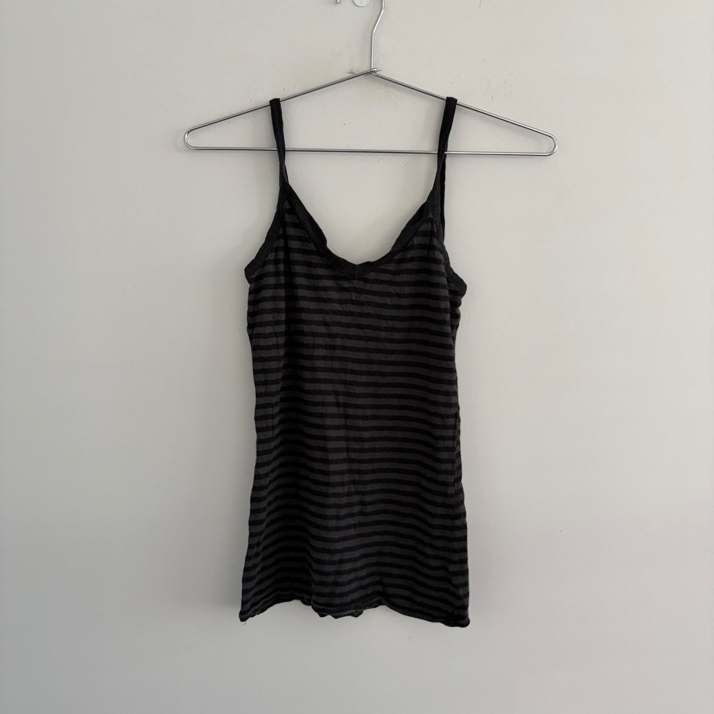 OP Ocean Pacific Striped Cami Tank Top Black Gray Small